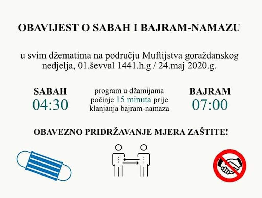 Goražde, bajramska obavijest - Foča: Bajram namaz će se klanjati u sve tri džamije